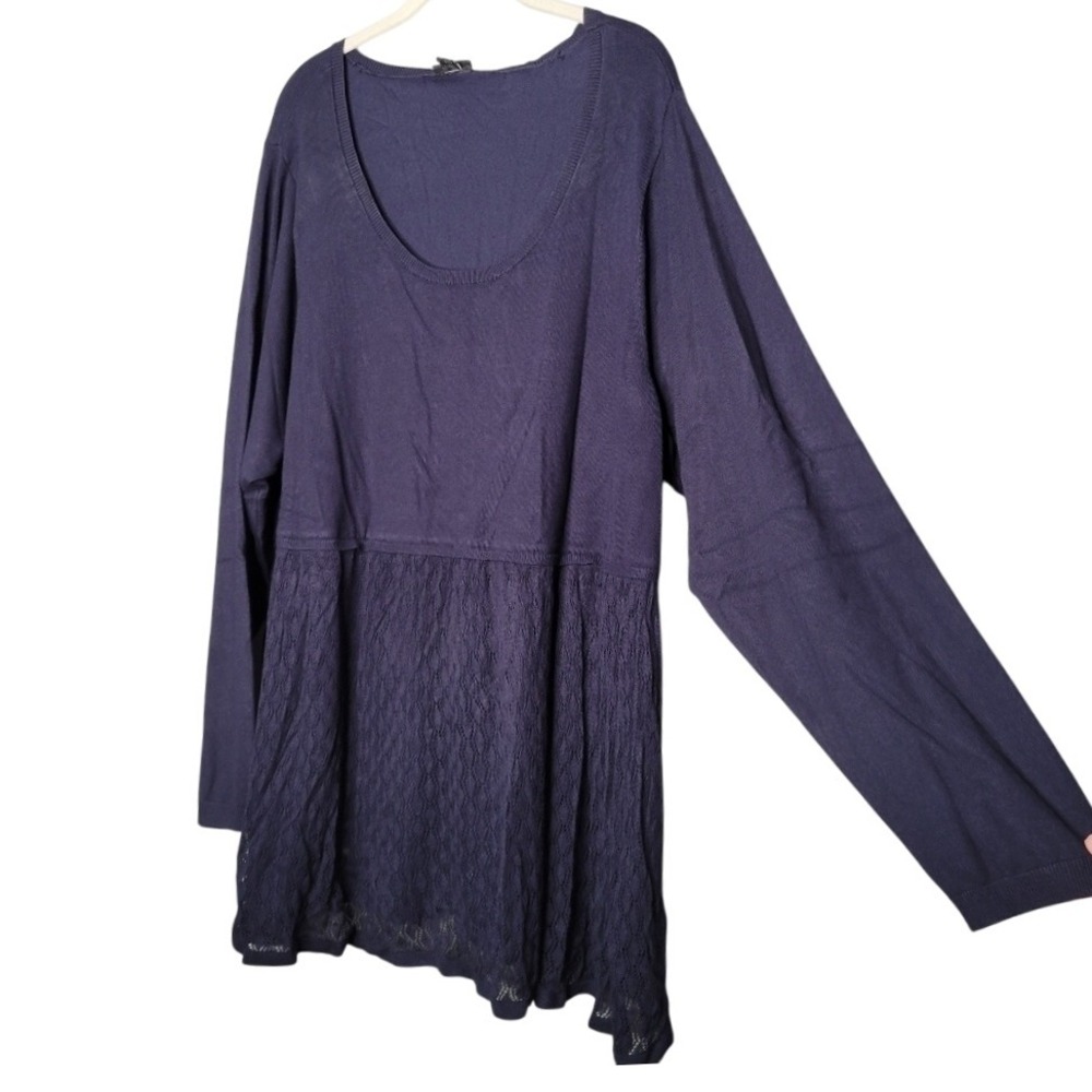 Torrid Sweater Size 4 Navy Blue Long Sleeve‎ Top Lace Flowy Flouncy Boho